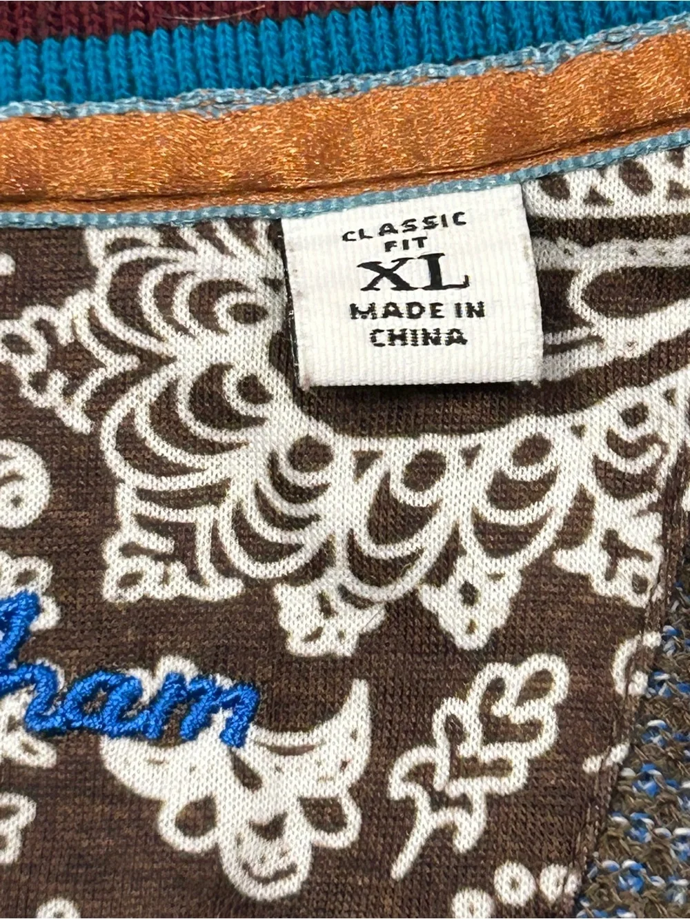 Robert Graham Men's Long-Sleeve‎ Waffle Knit Qtr Button Sweater XL Paisley Liner